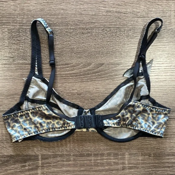 NWT - Vassarette Satin Underwire Bra - 36B - Leopard Print - Picture 2 of 4
